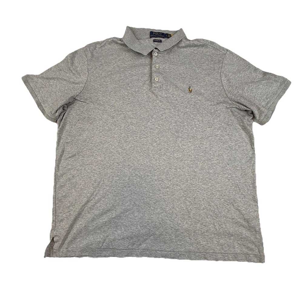 Polo Ralph Lauren Short Sleeve Polo Shirt‎ Flesh Pony Heathered Gray Men's Large